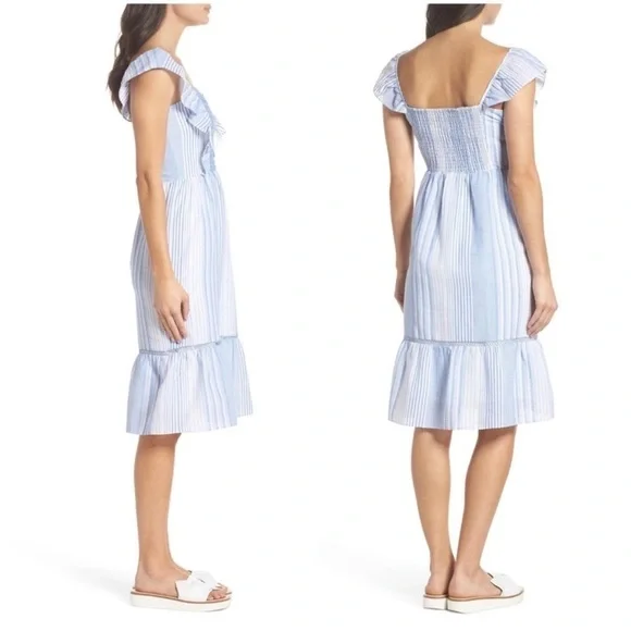 Heartloom Spencer Stripe Lace & Ruffle Sun Dress M